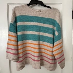 Loft 3/4 sleeve striped sweater